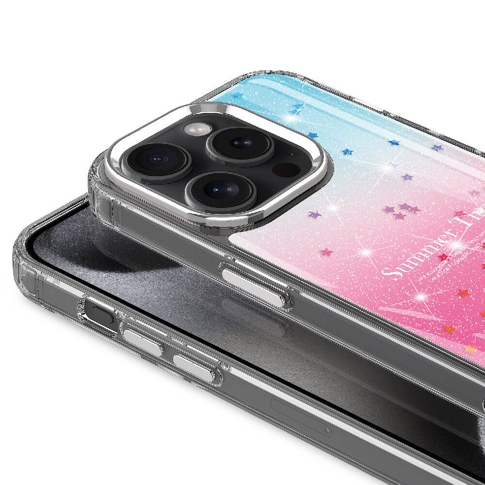 Apple iPhone 15 Pro Uyumlu Kılıf Simli Desenli Parlak Zore Task Kapak - 3