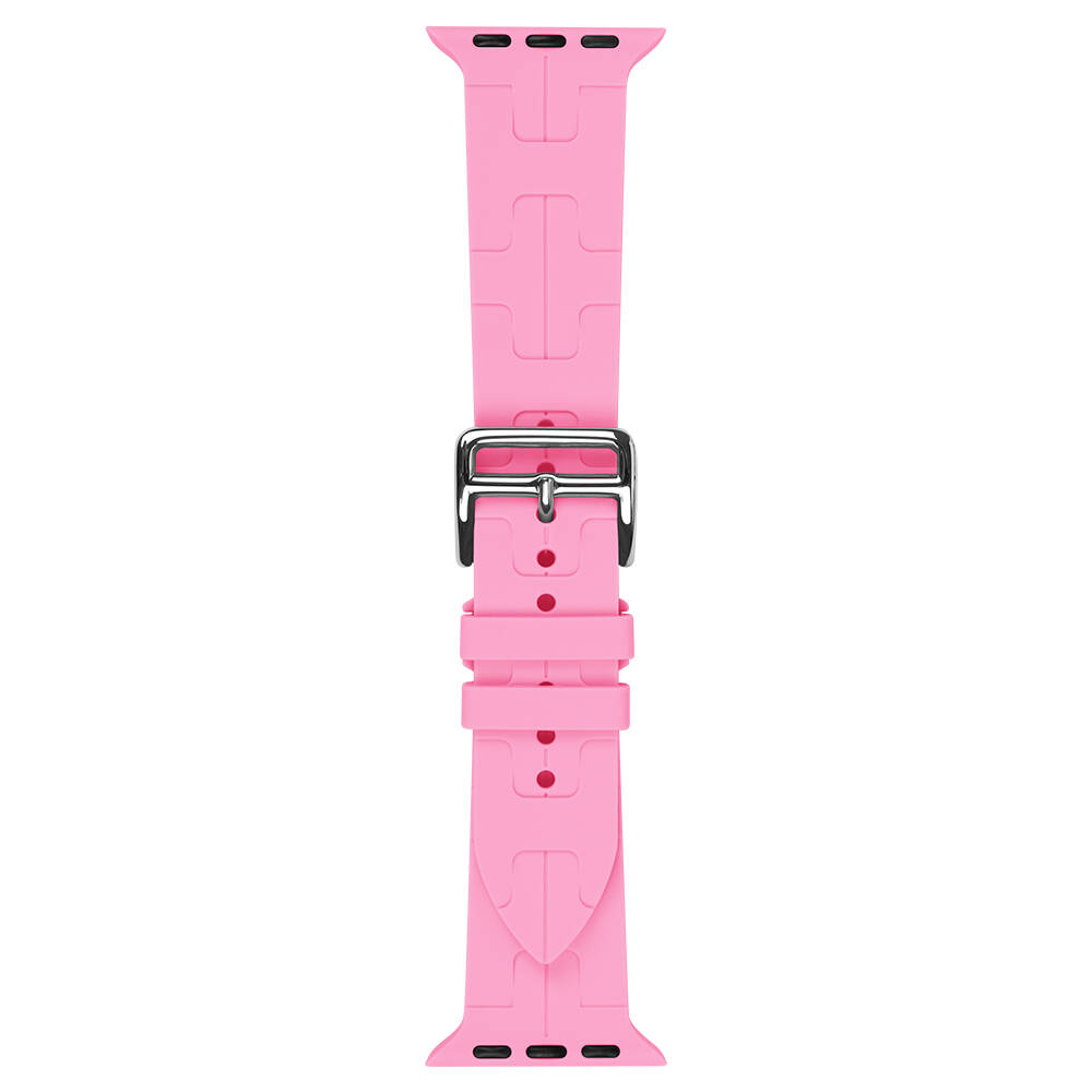 Apple Watch 38mm Uyumlu Kordon Silikon Yumuşak Esnek Metal Klipsli KRD-92 Kayış - 7