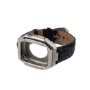 ​​​Apple Watch 7 45mm Uyumlu Kordon Deri Kordon Metal Kasa Korumalı Luxury KRD-67 Kayış - 12