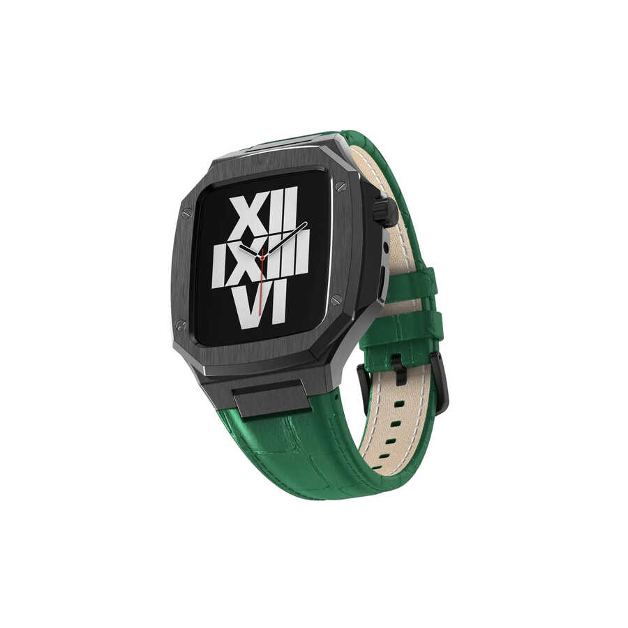​​​Apple Watch 7 45mm Uyumlu Kordon Deri Kordon Metal Kasa Korumalı Luxury KRD-67 Kayış - 21