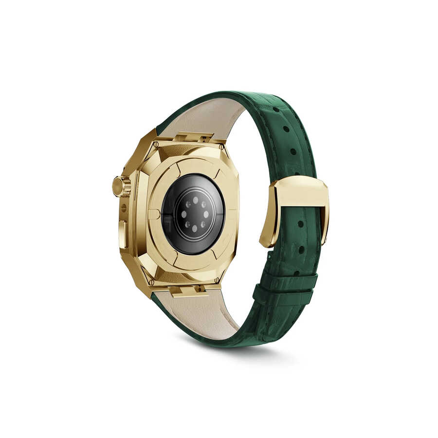 ​​​Apple Watch 7 45mm Uyumlu Kordon Deri Kordon Metal Kasa Korumalı Luxury KRD-67 Kayış - 30