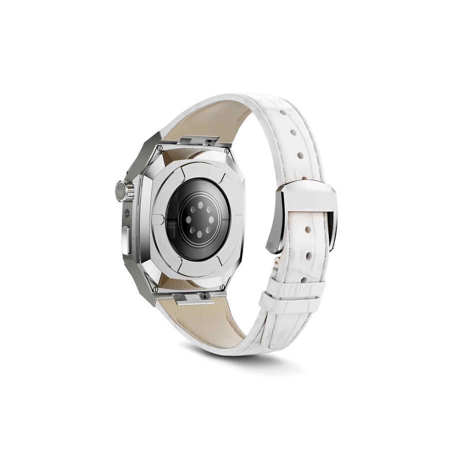 ​​​Apple Watch 7 45mm Uyumlu Kordon Deri Kordon Metal Kasa Korumalı Luxury KRD-67 Kayış - 32
