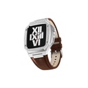 ​​​Apple Watch 7 45mm Uyumlu Kordon Deri Kordon Metal Kasa Korumalı Luxury KRD-67 Kayış - 33