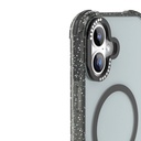 Apple iPhone 16 Uyumlu Kılıf Magsafe Şarj Özellikli Taşlı ve Simli Tasarım Mutural Blink Kapak - 6