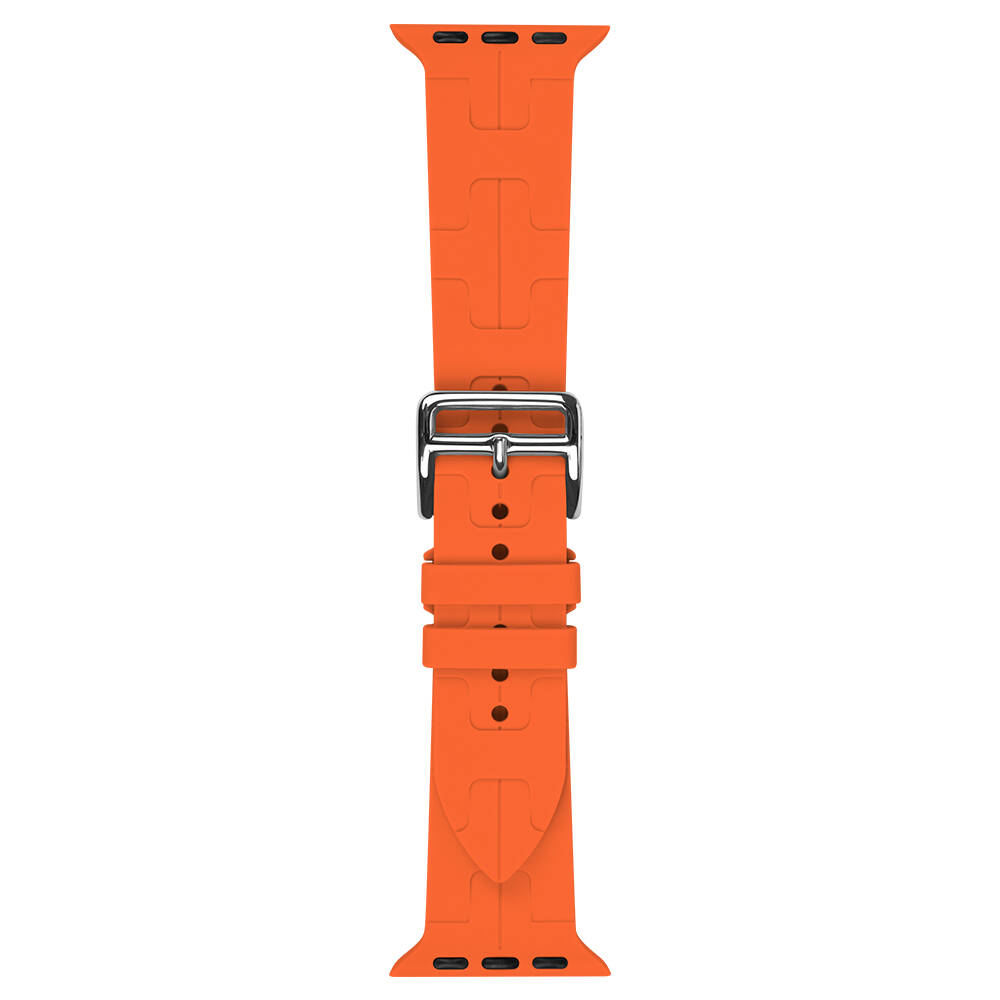 Apple Watch 42mm Uyumlu Kordon Silikon Yumuşak Esnek Metal Klipsli KRD-92 Kayış - 6