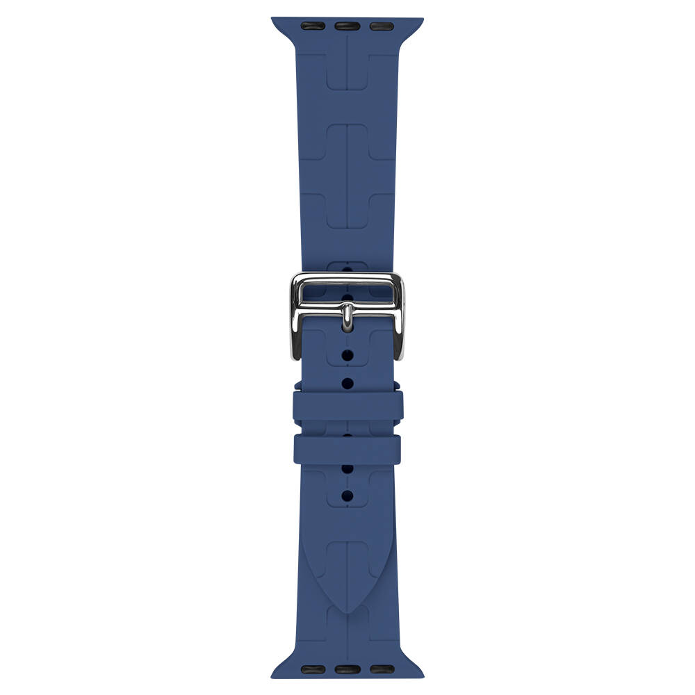 Apple Watch 7 45mm Uyumlu Kordon Silikon Yumuşak Esnek Metal Klipsli KRD-92 Kayış - 15