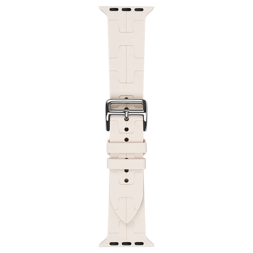 Apple Watch 44mm Uyumlu Kordon Silikon Yumuşak Esnek Metal Klipsli KRD-92 Kayış - 10