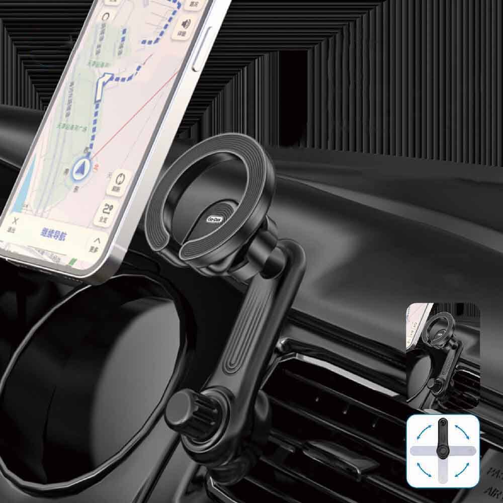 Go Des GD-HD311 M-safe Magnetik 360 Derece Dönebilen Dirsek Ve Başlıklı Telefon Tutucu Havalandırma Tasarım - 1