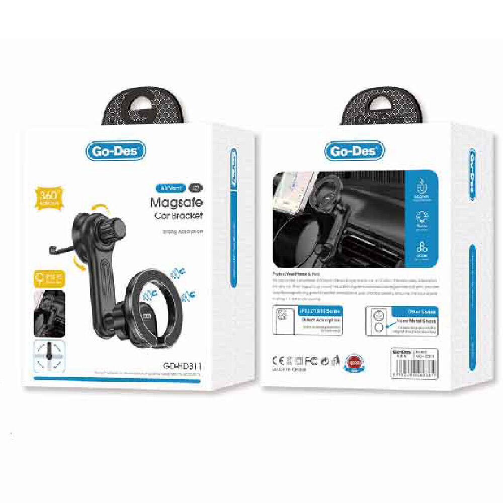 Go Des GD-HD311 M-safe Magnetik 360 Derece Dönebilen Dirsek Ve Başlıklı Telefon Tutucu Havalandırma Tasarım - 2