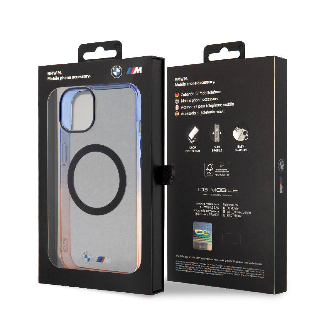 Apple iPhone 15 Plus Uyumlu Kılıf BMW M-safe Şarj Özellikli Transparan Renkli Çerçeveli Orjinal Lisanslı Kapak - 6