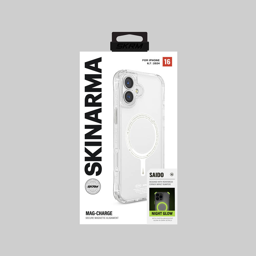 Apple iPhone 16 Plus Uyumlu Kılıf SkinArma Şeffaf Airbag Tasarımlı Magsafe Şarj Özellikli Saido Nightglow Kapak - 7