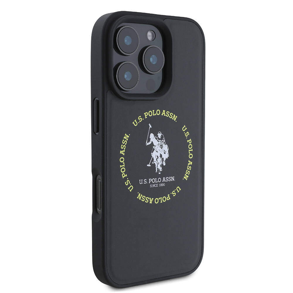 Apple iPhone 16 Pro Uyumlu Kılıf U.S. Polo Assn. Orjinal Lisanslı Magsafe Şarj Özellikli Circle ve Double Horse Logolu Deri Kapak - 3