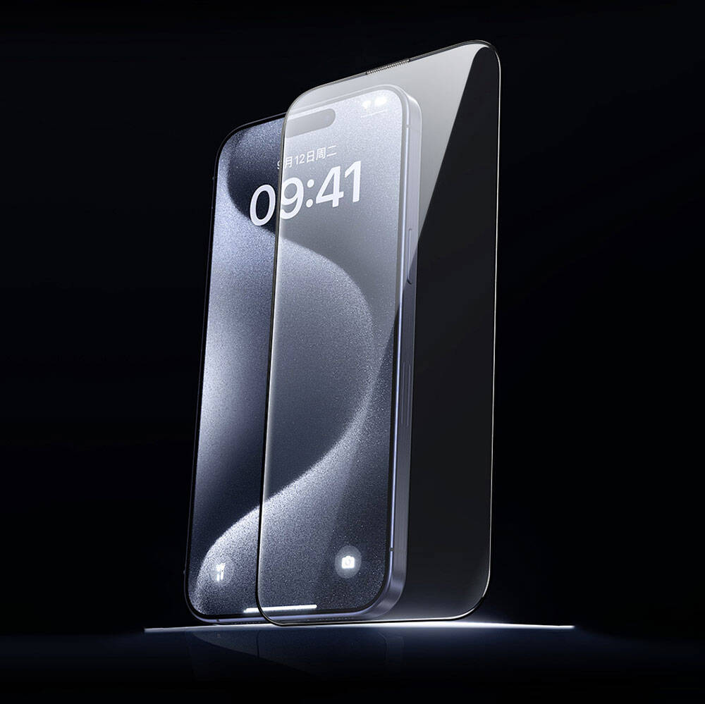Apple iPhone 16 Pro Uyumlu Wiwu GT-008 Polimer Oleofobik Kaplama Şeffaf Pürüzsüz Temperli Cam Ekran Koruyucu 10'lu Paket - 4