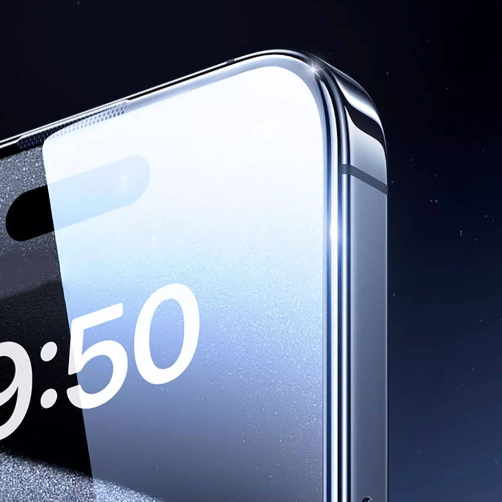 Apple iPhone 16 Pro Uyumlu Wiwu GT-008 Polimer Oleofobik Kaplama Şeffaf Pürüzsüz Temperli Cam Ekran Koruyucu 10'lu Paket - 6