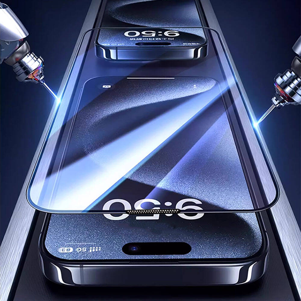Apple iPhone 16 Pro Uyumlu Wiwu GT-008 Polimer Oleofobik Kaplama Şeffaf Pürüzsüz Temperli Cam Ekran Koruyucu 10'lu Paket - 8