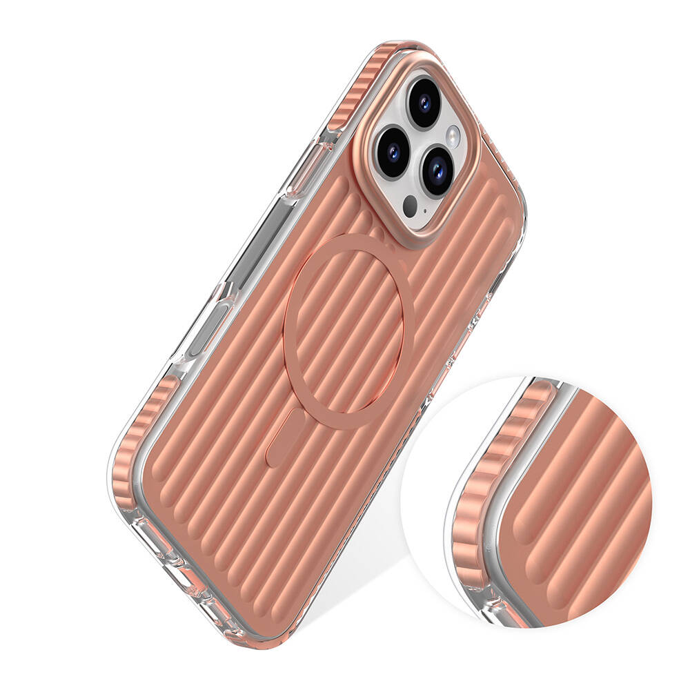 Apple iPhone 16 Pro Max Uyumlu Kılıf Magsafe Şarj Özellikli Oyuklu Tasarım Mutural Bumpy Clear Kapak - 4