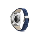 ​​​Apple Watch 44mm Uyumlu Kordon Deri Kordon Metal Kasa Korumalı Luxury KRD-67 Kayış - 15