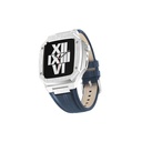​​​Apple Watch 44mm Uyumlu Kordon Deri Kordon Metal Kasa Korumalı Luxury KRD-67 Kayış - 16