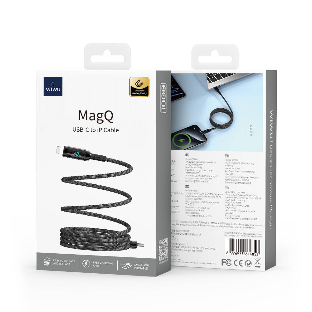 Wiwu Wi-C041 MagQ Çinko Alaşımlı Type-C to Lightning Hızlı Şarj Özellikli Data ve Şarj Kablosu 30W - 9
