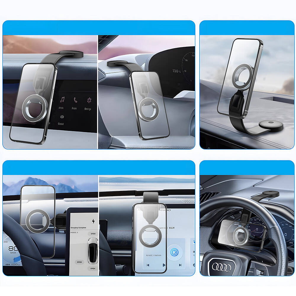 Wiwu Wi-CH053 Mago Serisi Magnetik Magsafe Uyumlu Bükülebilen Eğimi ve Düz Zemin Araç Telefon Tutacağı - 1