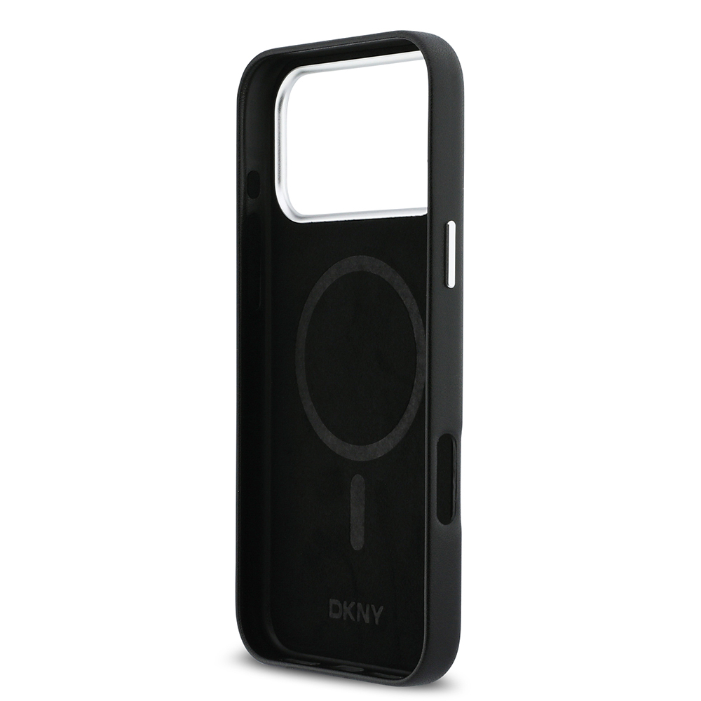 Apple iPhone 17 Pro Max Uyumlu Kılıf DKNY Orjinal Lisanslı M-safe Şarj Özellikli PU Büyük Dikey Logolu Kapak - 6