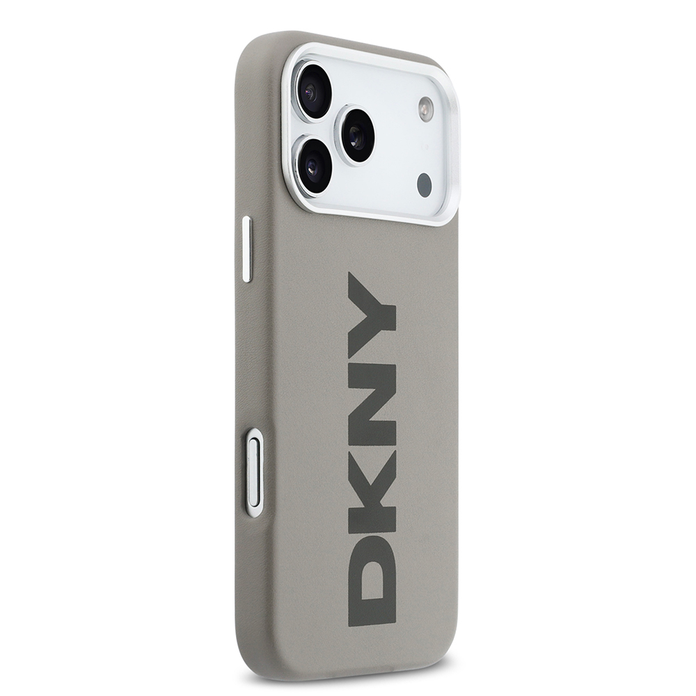 Apple iPhone 17 Pro Max Uyumlu Kılıf DKNY Orjinal Lisanslı M-safe Şarj Özellikli PU Büyük Dikey Logolu Kapak - 17