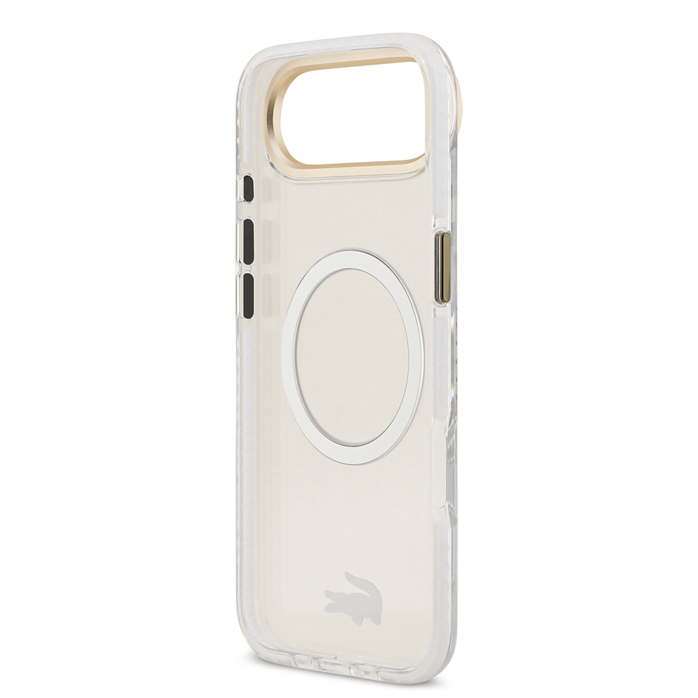 Apple iPhone 17 Air Uyumlu Kılıf Lacoste Orjinal Lisanslı M-safe Şarj Özellikli Gold Timsah Logolu Buzlu Kapak - 6
