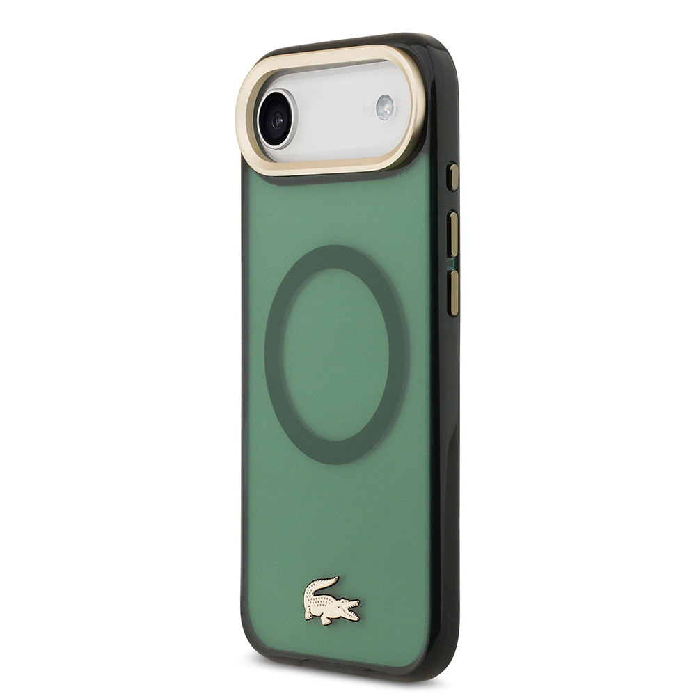 Apple iPhone 17 Air Uyumlu Kılıf Lacoste Orjinal Lisanslı M-safe Şarj Özellikli Gold Timsah Logolu Buzlu Kapak - 8