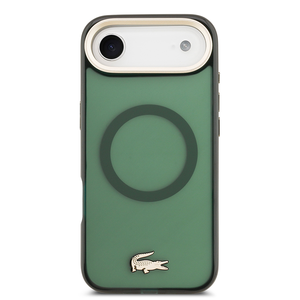 Apple iPhone 17 Air Uyumlu Kılıf Lacoste Orjinal Lisanslı M-safe Şarj Özellikli Gold Timsah Logolu Buzlu Kapak - 9