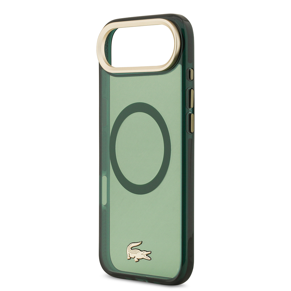 Apple iPhone 17 Air Uyumlu Kılıf Lacoste Orjinal Lisanslı M-safe Şarj Özellikli Gold Timsah Logolu Buzlu Kapak - 12