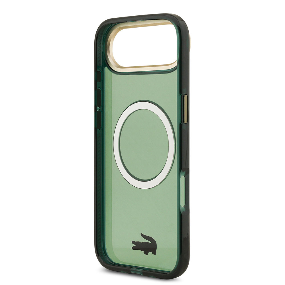 Apple iPhone 17 Air Uyumlu Kılıf Lacoste Orjinal Lisanslı M-safe Şarj Özellikli Gold Timsah Logolu Buzlu Kapak - 13