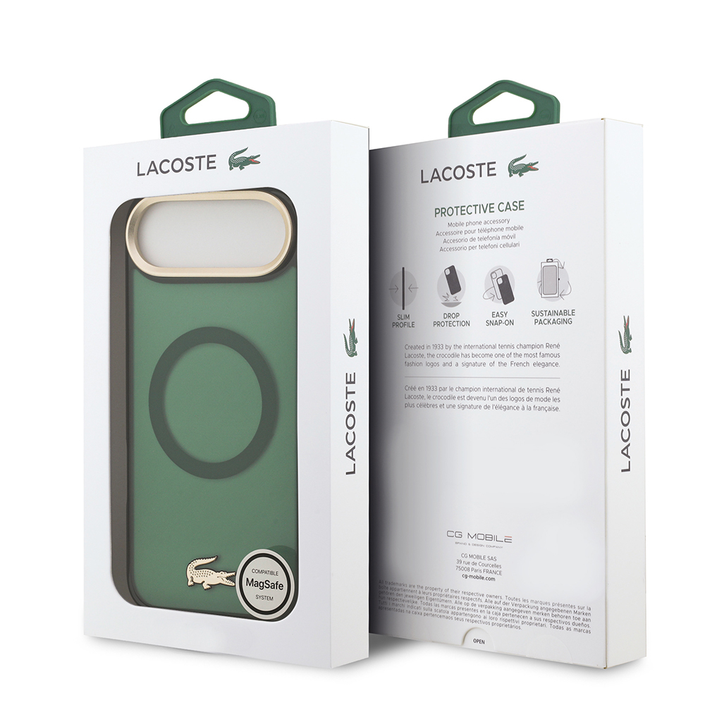 Apple iPhone 17 Air Uyumlu Kılıf Lacoste Orjinal Lisanslı M-safe Şarj Özellikli Gold Timsah Logolu Buzlu Kapak - 14