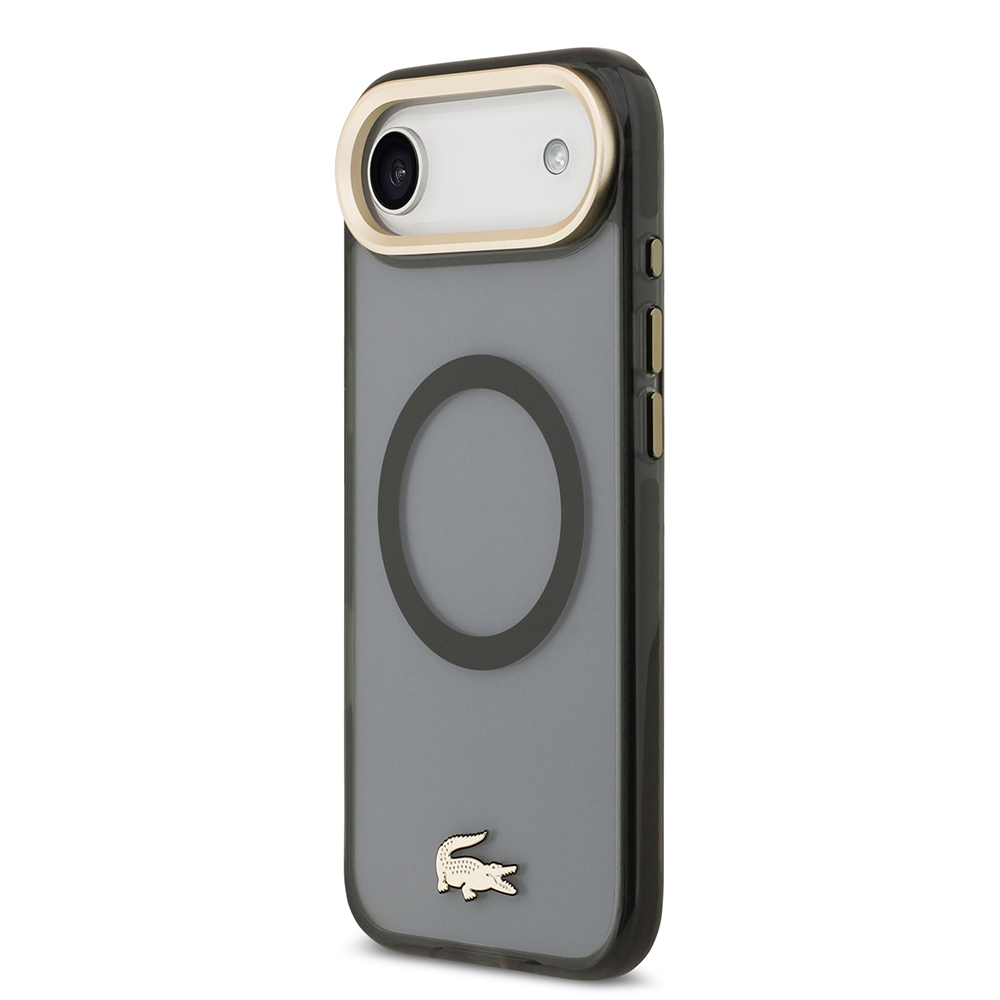 Apple iPhone 17 Air Uyumlu Kılıf Lacoste Orjinal Lisanslı M-safe Şarj Özellikli Gold Timsah Logolu Buzlu Kapak - 15