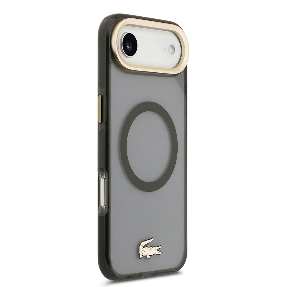 Apple iPhone 17 Air Uyumlu Kılıf Lacoste Orjinal Lisanslı M-safe Şarj Özellikli Gold Timsah Logolu Buzlu Kapak - 17
