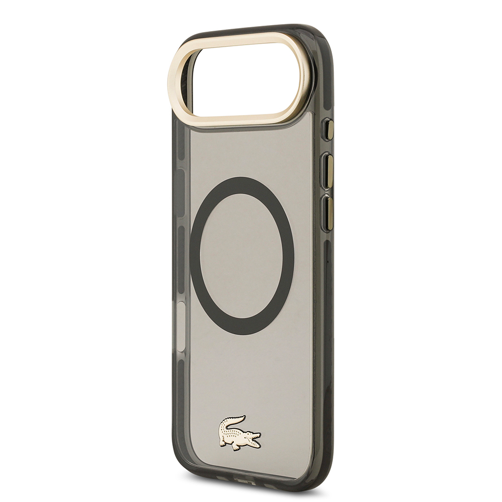 Apple iPhone 17 Air Uyumlu Kılıf Lacoste Orjinal Lisanslı M-safe Şarj Özellikli Gold Timsah Logolu Buzlu Kapak - 19