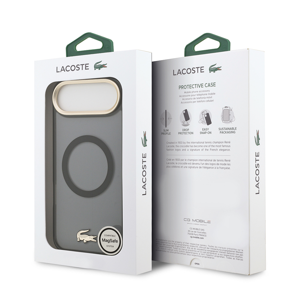 Apple iPhone 17 Air Uyumlu Kılıf Lacoste Orjinal Lisanslı M-safe Şarj Özellikli Gold Timsah Logolu Buzlu Kapak - 21