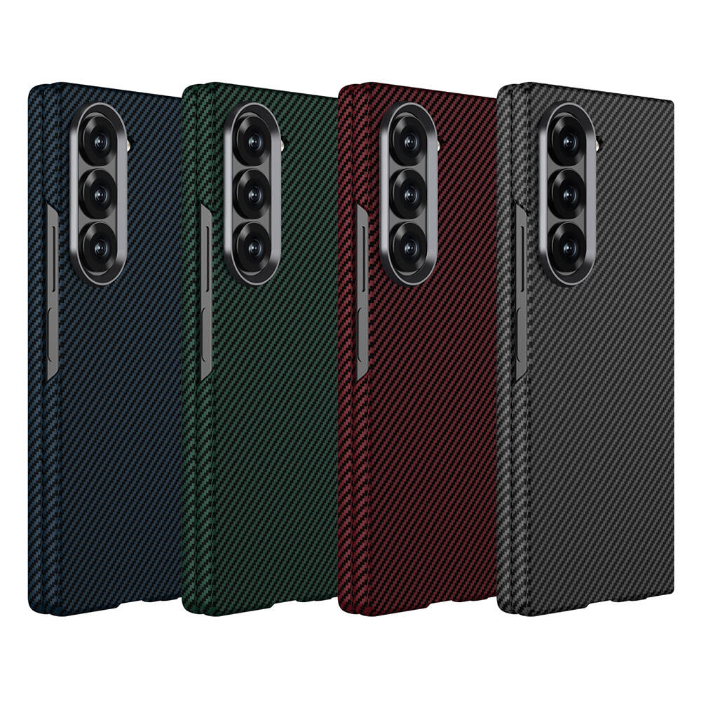 Samsung Galaxy Z Fold 6 Uyumlu Kılıf Kamera Korumalı Karbon Fiber Tasarımlı Arka Yüzey Zore Kıpta Karbon Kapak - 4
