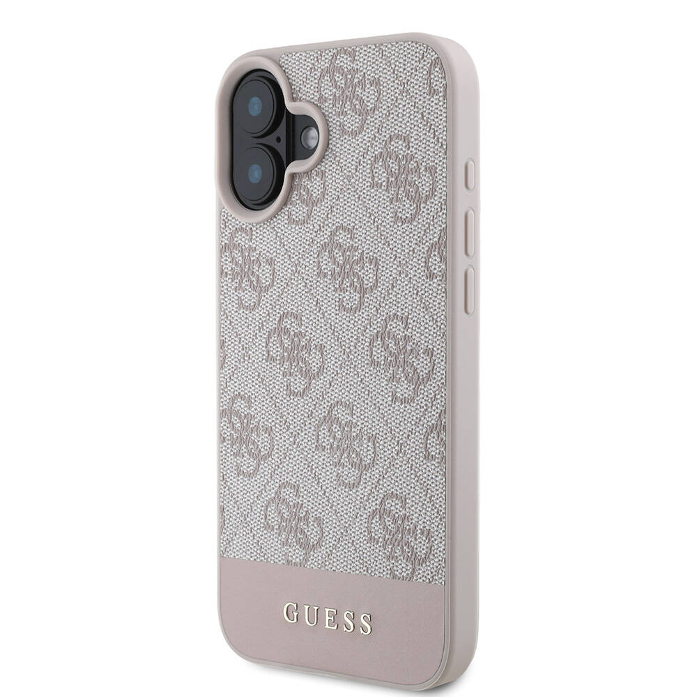 Apple iPhone 16 Uyumlu Kılıf Guess Orjinal Lisanslı M-safe Şarj Özellikli PU Deri Şerit Logo Dizaynlı Kapak - 1