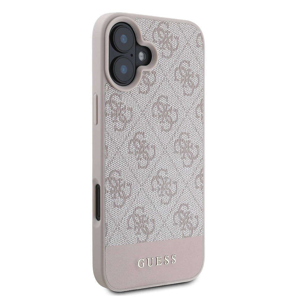 Apple iPhone 16 Uyumlu Kılıf Guess Orjinal Lisanslı M-safe Şarj Özellikli PU Deri Şerit Logo Dizaynlı Kapak - 3