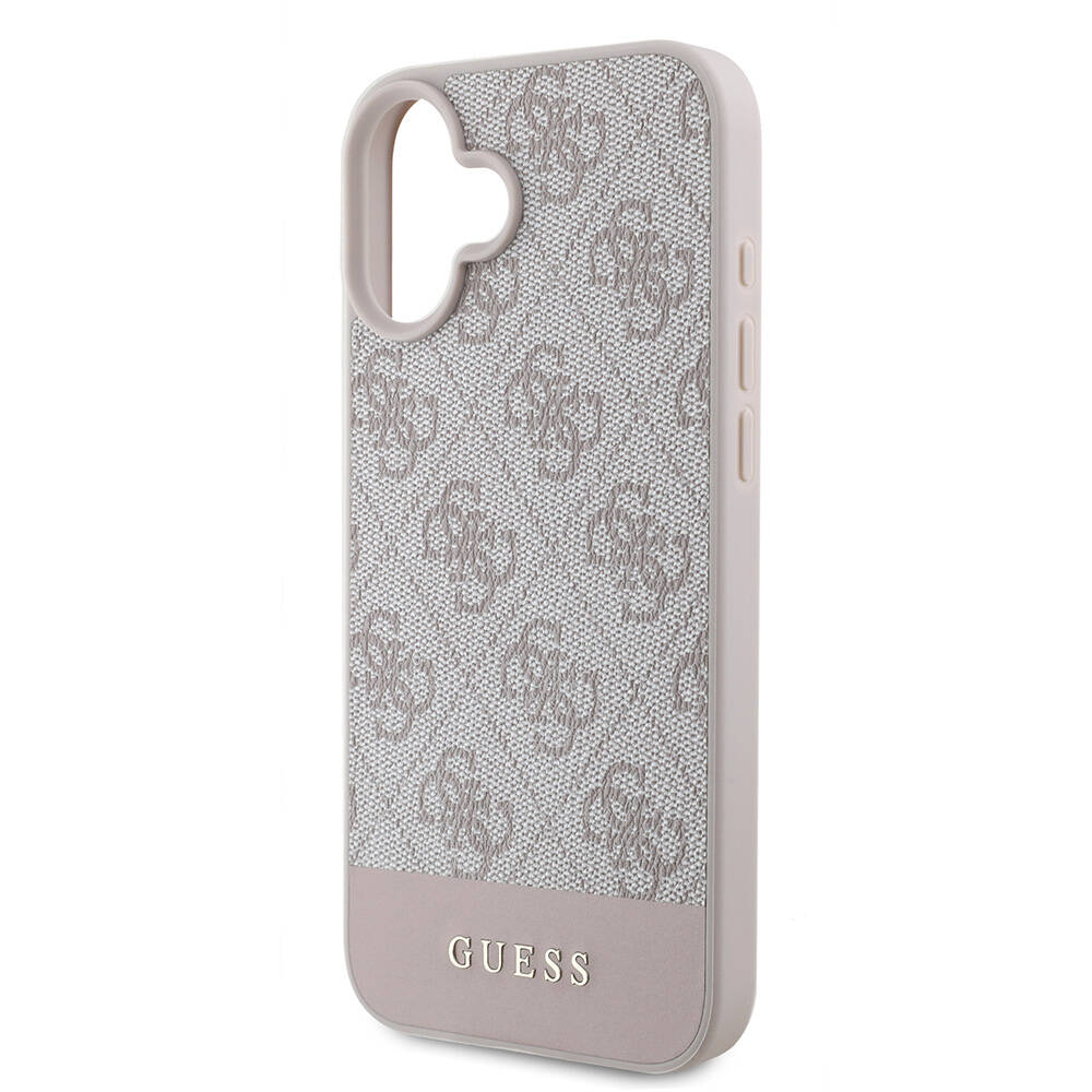 Apple iPhone 16 Uyumlu Kılıf Guess Orjinal Lisanslı M-safe Şarj Özellikli PU Deri Şerit Logo Dizaynlı Kapak - 5