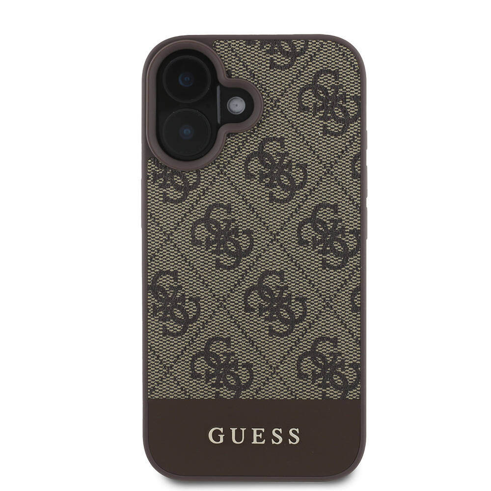 Apple iPhone 16 Uyumlu Kılıf Guess Orjinal Lisanslı M-safe Şarj Özellikli PU Deri Şerit Logo Dizaynlı Kapak - 9