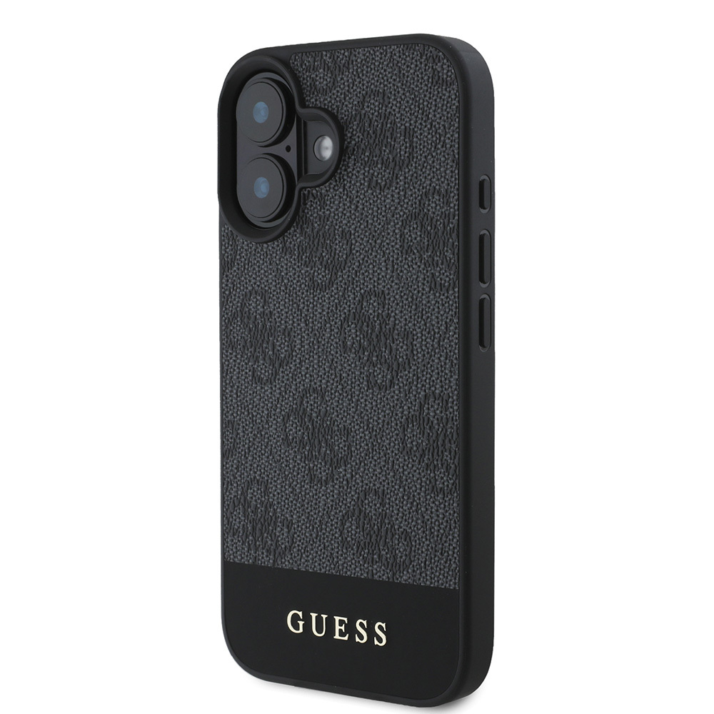 Apple iPhone 16 Uyumlu Kılıf Guess Orjinal Lisanslı M-safe Şarj Özellikli PU Deri Şerit Logo Dizaynlı Kapak - 14