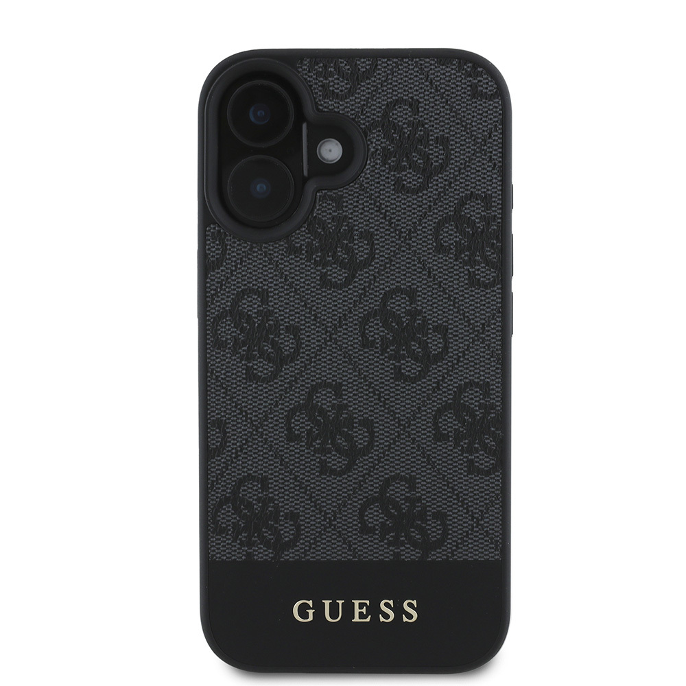 Apple iPhone 16 Uyumlu Kılıf Guess Orjinal Lisanslı M-safe Şarj Özellikli PU Deri Şerit Logo Dizaynlı Kapak - 15