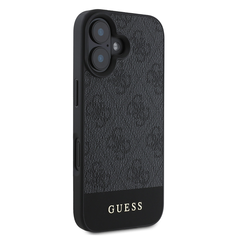 Apple iPhone 16 Uyumlu Kılıf Guess Orjinal Lisanslı M-safe Şarj Özellikli PU Deri Şerit Logo Dizaynlı Kapak - 16