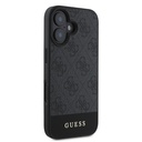 Apple iPhone 16 Uyumlu Kılıf Guess Orjinal Lisanslı M-safe Şarj Özellikli PU Deri Şerit Logo Dizaynlı Kapak - 16