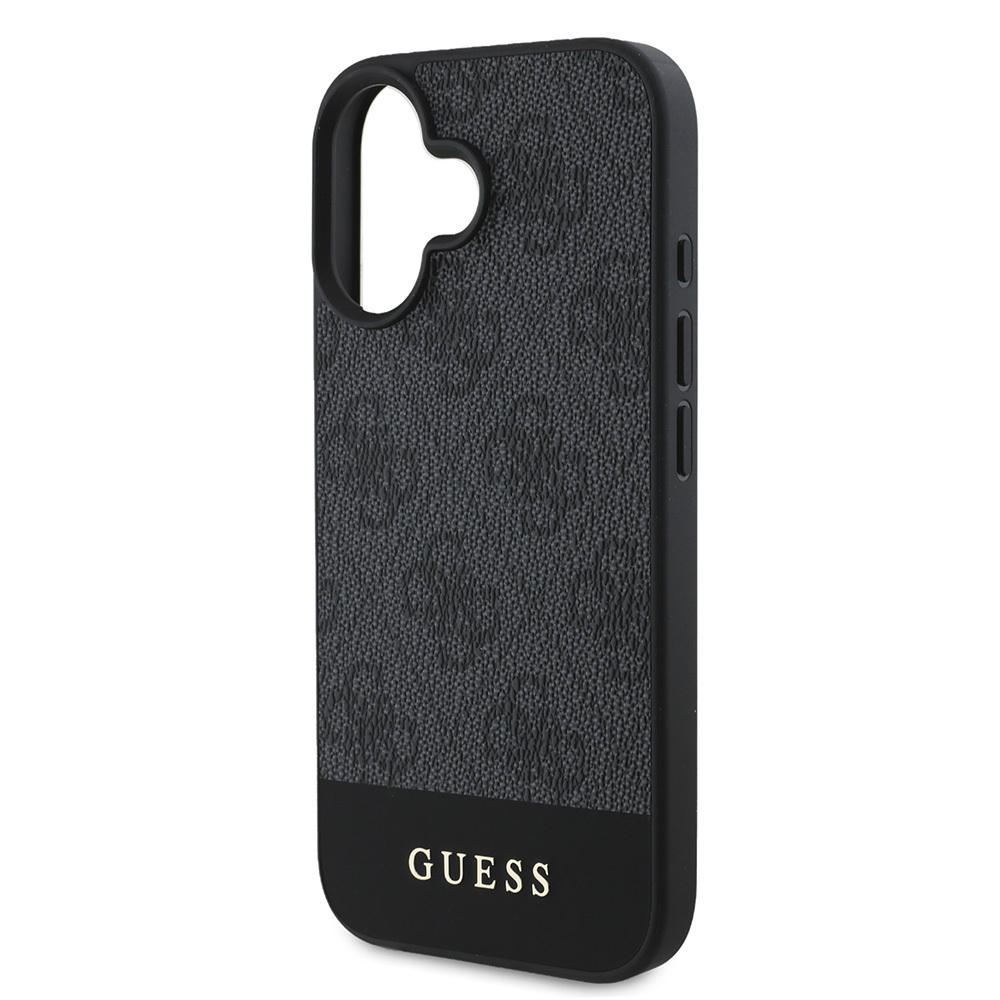 Apple iPhone 16 Uyumlu Kılıf Guess Orjinal Lisanslı M-safe Şarj Özellikli PU Deri Şerit Logo Dizaynlı Kapak - 18