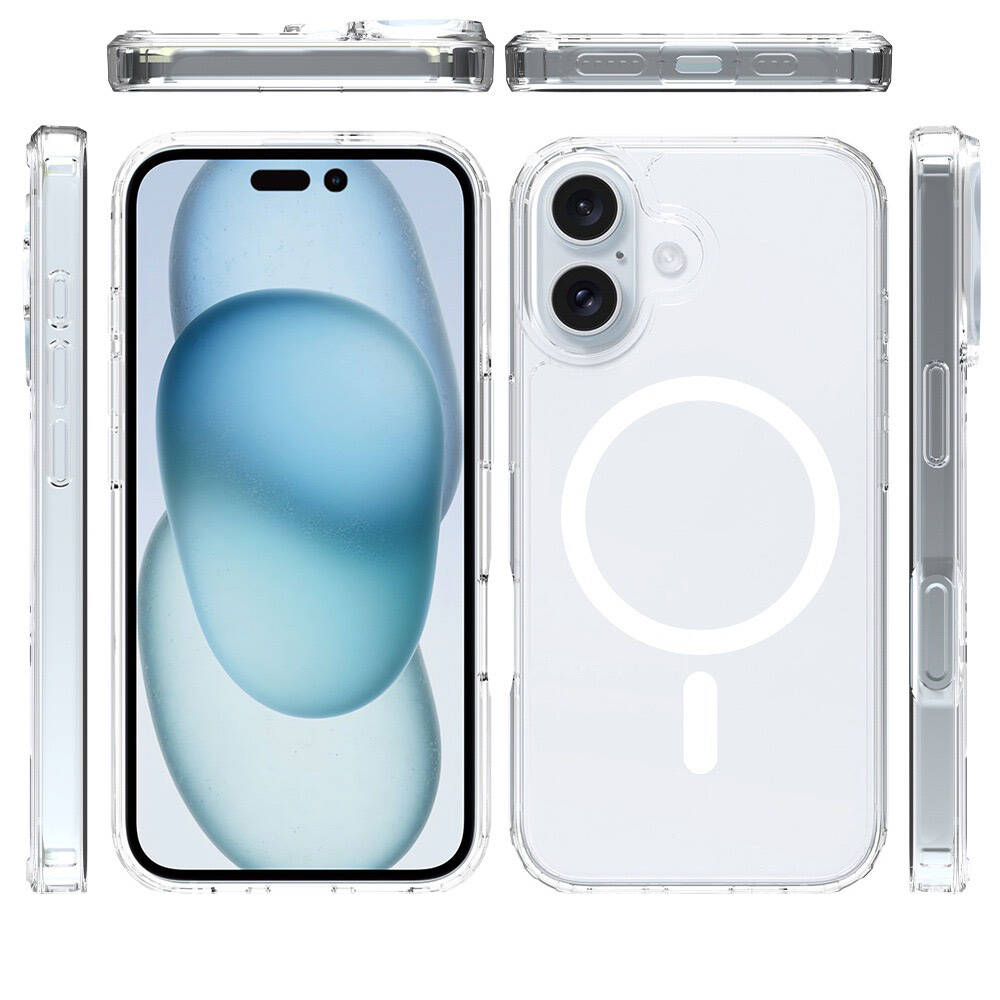 Apple iPhone 16 Uyumlu Kılıf M-safe Şarj Özellikli Şeffaf Sert PC Zore Embos Kapak - 3