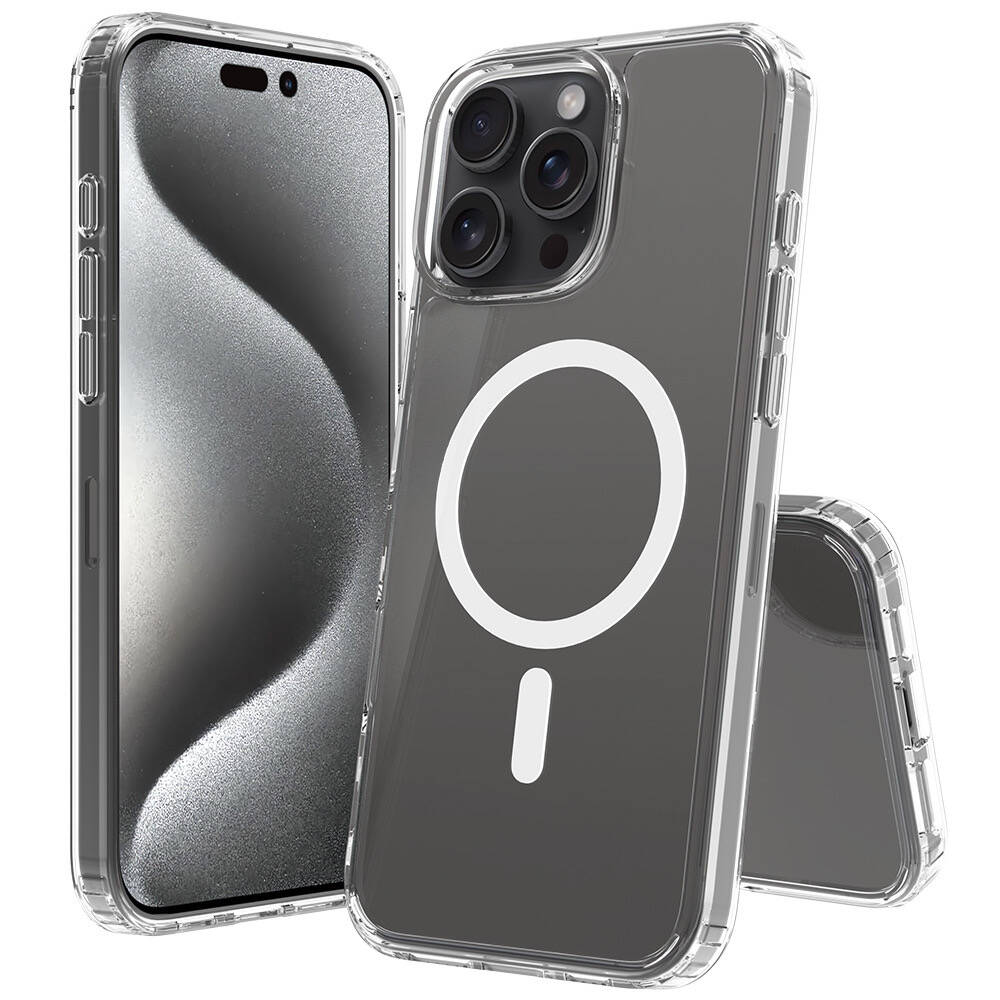 Apple iPhone 16 Pro Uyumlu Kılıf M-safe Şarj Özellikli Şeffaf Sert PC Zore Embos Kapak - 2