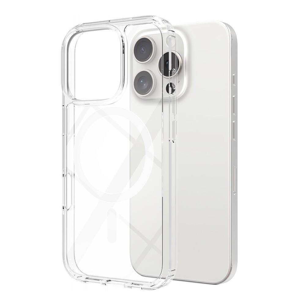 Apple iPhone 16 Pro Uyumlu Kılıf M-safe Şarj Özellikli Şeffaf Sert PC Zore Embos Kapak - 3