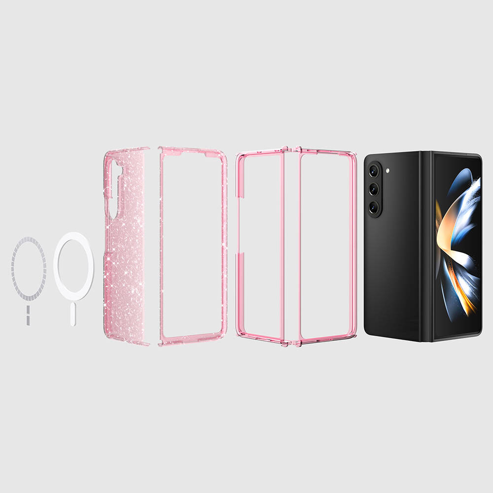 Samsung Galaxy Z Fold 6 Uyumlu Kılıf M-safe Şarj Özellikli Parlayan Simli Saydam Renkli Zore Allstar Kapak - 7